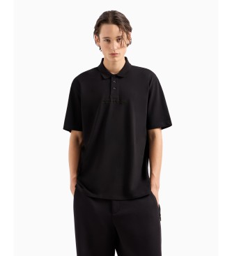 Armani Exchange Zwykła czarna koszulka polo