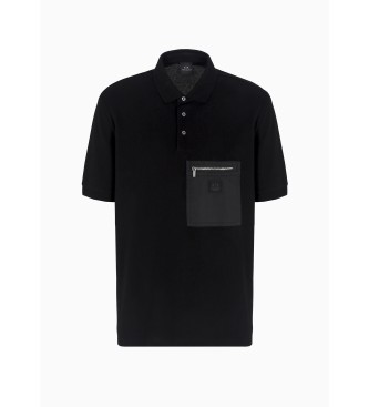 Armani Exchange Czarna koszulka polo z kieszonką