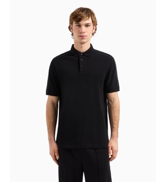 Armani Exchange Polo a maniche corte in piquet di cotone nero