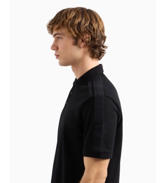 Armani Exchange Polo a maniche corte in piquet di cotone nero