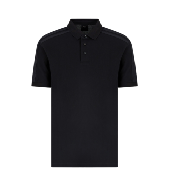 Armani Exchange Polo a maniche corte in piquet di cotone nero