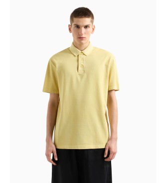 Armani Exchange Kurzarm-Poloshirt aus gelbem Baumwoll-Piqu