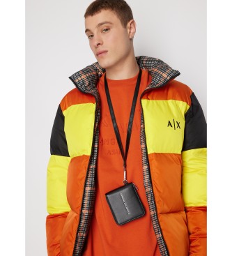 Armani Exchange Carteira de tiracolo amovvel com gola de haltere e ranhura para vrios cartes com aba interior e bolso com fecho de correr preto  