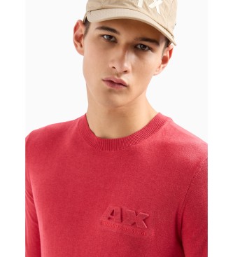 Armani Exchange Rdeč pulover z vratom za posadko