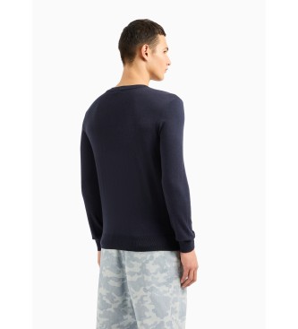 Armani Exchange Prilegajoči se pulover mornariške barve