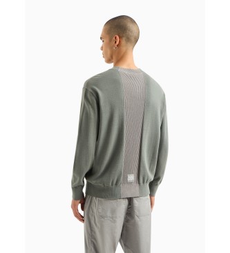 Armani Exchange Zeleni vezeni pulover