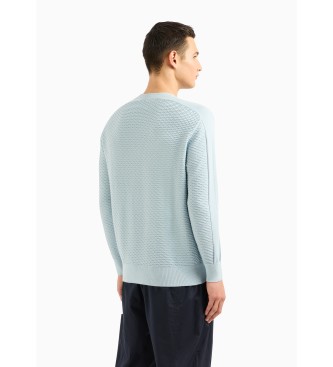 Armani Exchange Blauer strukturierter Pullover