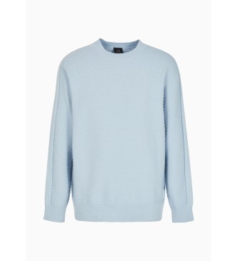 Armani Exchange Niebieski teksturowany sweter