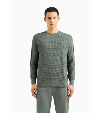 Armani Exchange Zeleni teksturirani pulover