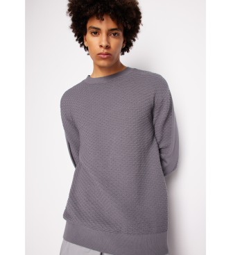 Armani Exchange Szary sweter teksturowany
