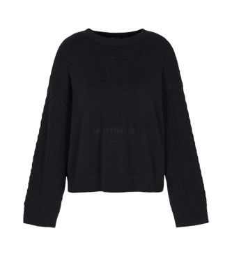 Armani Exchange rmet pullover i kologisk bomuld ASV Black