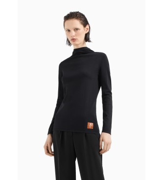 Armani Exchange Sweter z czapką i naszywką z monogramem ASV Black