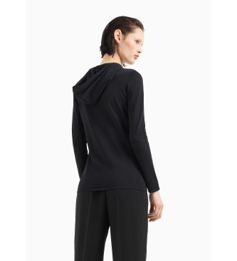 Armani Exchange Sweter z czapką i naszywką z monogramem ASV Black