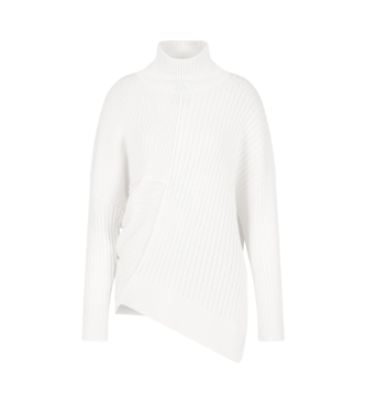 Armani Exchange Jersey de cuello alto blanco