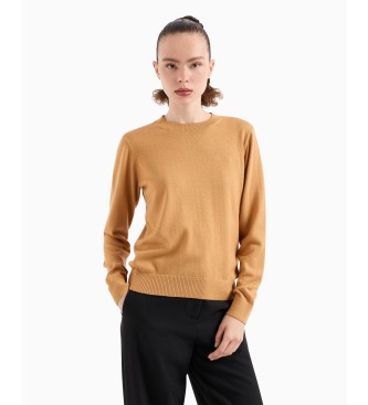 Armani Exchange Brauner Pullover mit Rundhalsausschnitt