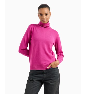 Armani Exchange Rosa Pullover mit hohem Halsausschnitt