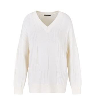 Armani Exchange Jersey de cuello en V blanco