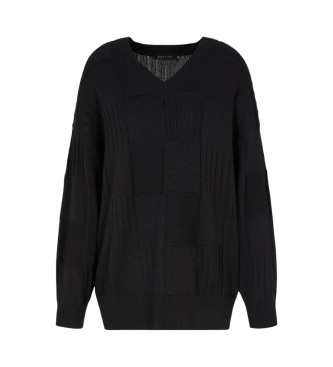 Armani Exchange Jersey de cuello en V negro