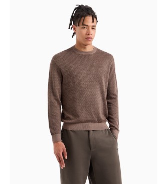 Armani Exchange Pull en coton mlang marron