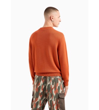 Armani Exchange Orangefarbener Pullover mit Rundhalsausschnitt