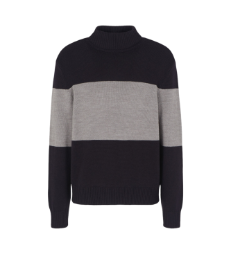 Armani Exchange Sweter z golfem w kolorze granatowym