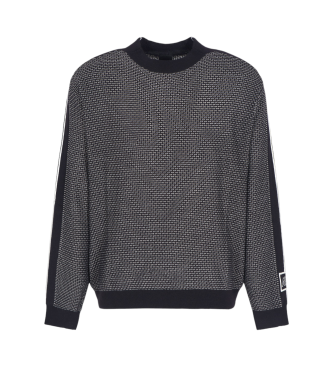 Armani Exchange Rundhalsad pullover i ullblandning med rmrnder  marinbl