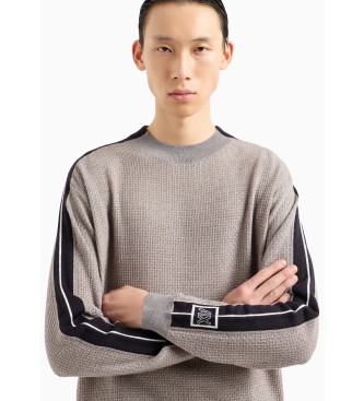 Armani Exchange Beigefarbener Pullover mit Rundhalsausschnitt