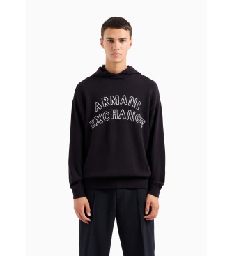 Armani Exchange Granatowy sweter z kapturem