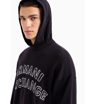 Armani Exchange Granatowy sweter z kapturem