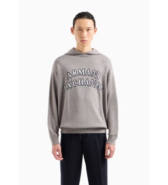 Armani Exchange Szary sweter z kapturem