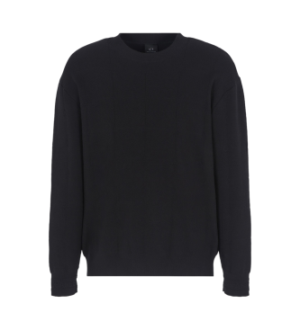 Armani Exchange ASV round neck black jacquard check jumper