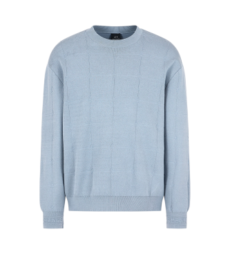 Armani Exchange ASV Rundhals-Pullover mit blauem Jacquard-Karo