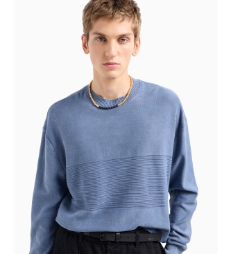 Armani Exchange Cotton jumper with round neck and central processing ASV  blue