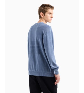 Armani Exchange Cotton jumper with round neck and central processing ASV  blue