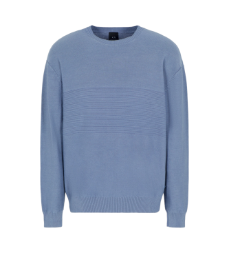 Armani Exchange Pull en coton  col rond et traitement central ASV  bleu