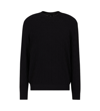 Armani Exchange ASV monogrammed jacquard crew neck jumper black