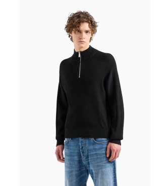 Armani Exchange Maglione nero con mezza zip