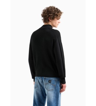 Armani Exchange Pullover mit halbem Reiverschluss schwarz