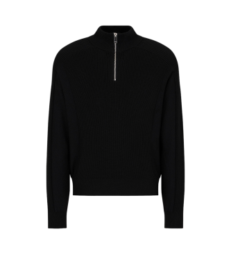 Armani Exchange Pullover mit halbem Reiverschluss schwarz