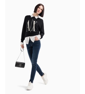 Armani Exchange Pull noir en fil doux