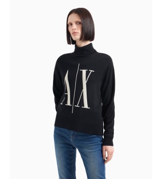 Armani Exchange Pull noir en fil doux