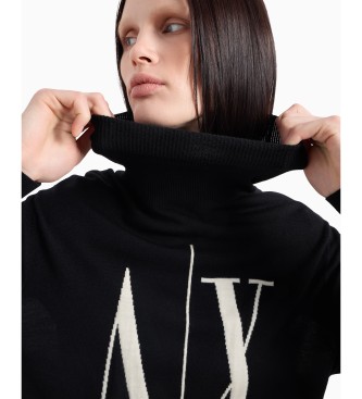 Armani Exchange Pull noir en fil doux