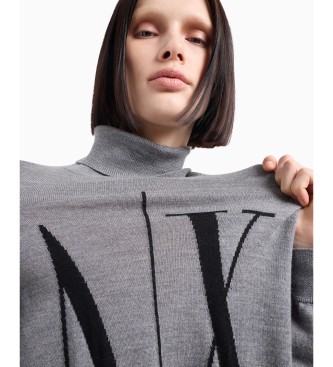 Armani Exchange Sweter z miękkiej szarej przędzy