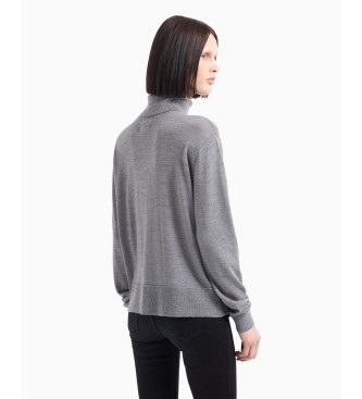 Armani Exchange Sweter z miękkiej szarej przędzy