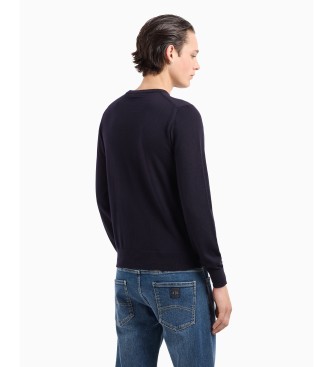 Armani Exchange Maglione in morbido filato blu scuro