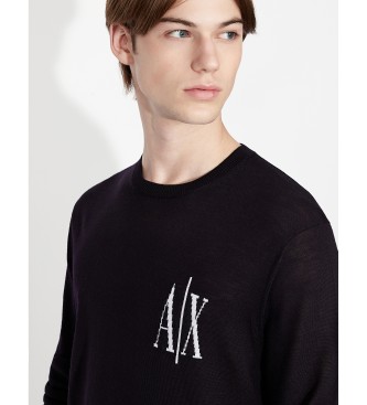 Armani Exchange Pulover z logotipom mornarice