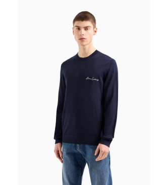 Armani Exchange Navaden mornariški pulover