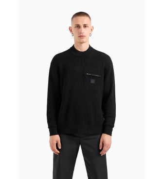 Armani Exchange Schwarzer Pullover mit Rundhalsausschnitt