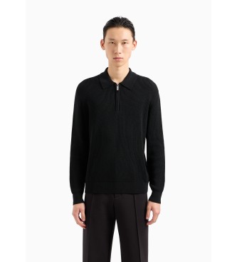 Armani Exchange Black knitted polo shirt