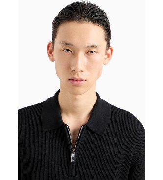 Armani Exchange Black knitted polo shirt